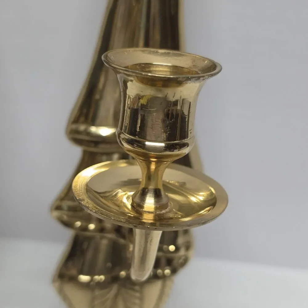 Vintage Hollywood Regency Brass Wall Candle Holder 12
